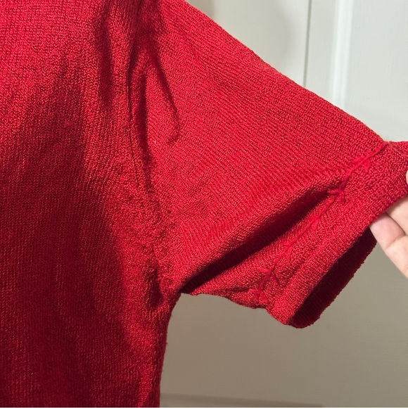 Sag Harbor Red Relaxed Short Sleeve Knit Sweater, size XL - Picture 4 of 9